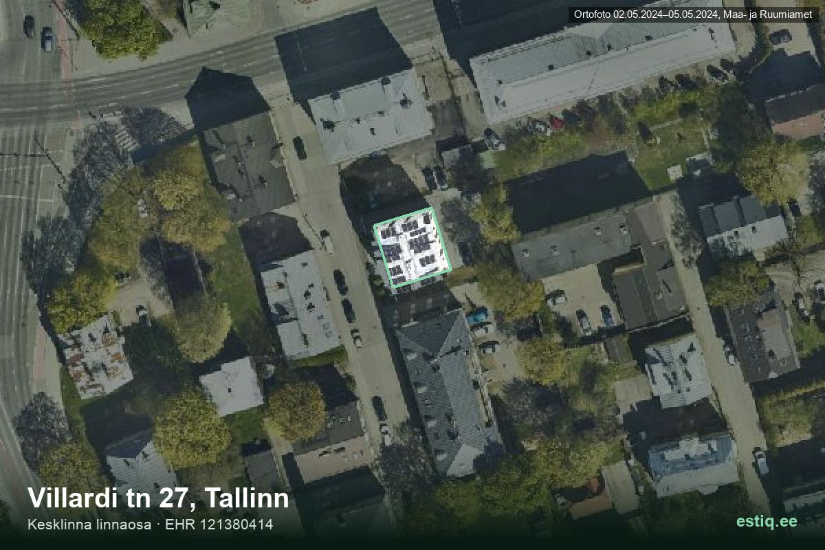Villardi tänav 27, Tallinn – aerial photo of the building, outline from the Building Register (EHR)