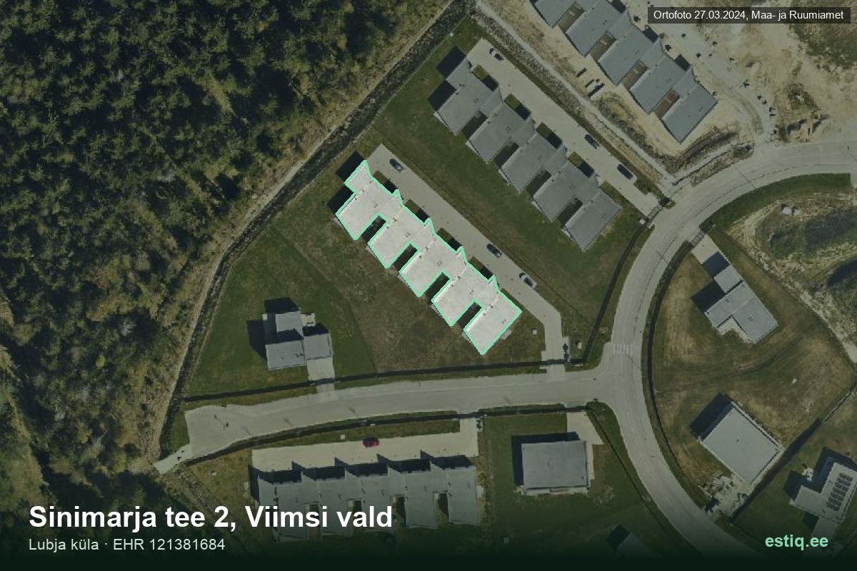 Sinimarja tee 2, Viimsi – hoone aerofoto, kontuur ehitisregistri (EHR) andmetest
