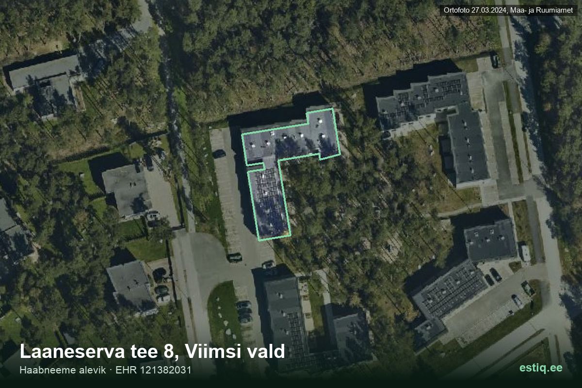 Laaneserva tee 8, Viimsi – hoone aerofoto, kontuur ehitisregistri (EHR) andmetest