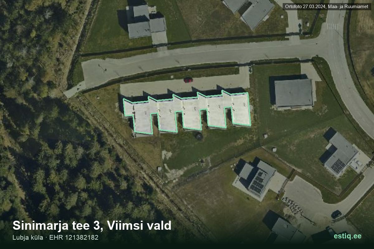 Sinimarja tee 3, Viimsi – hoone aerofoto, kontuur ehitisregistri (EHR) andmetest