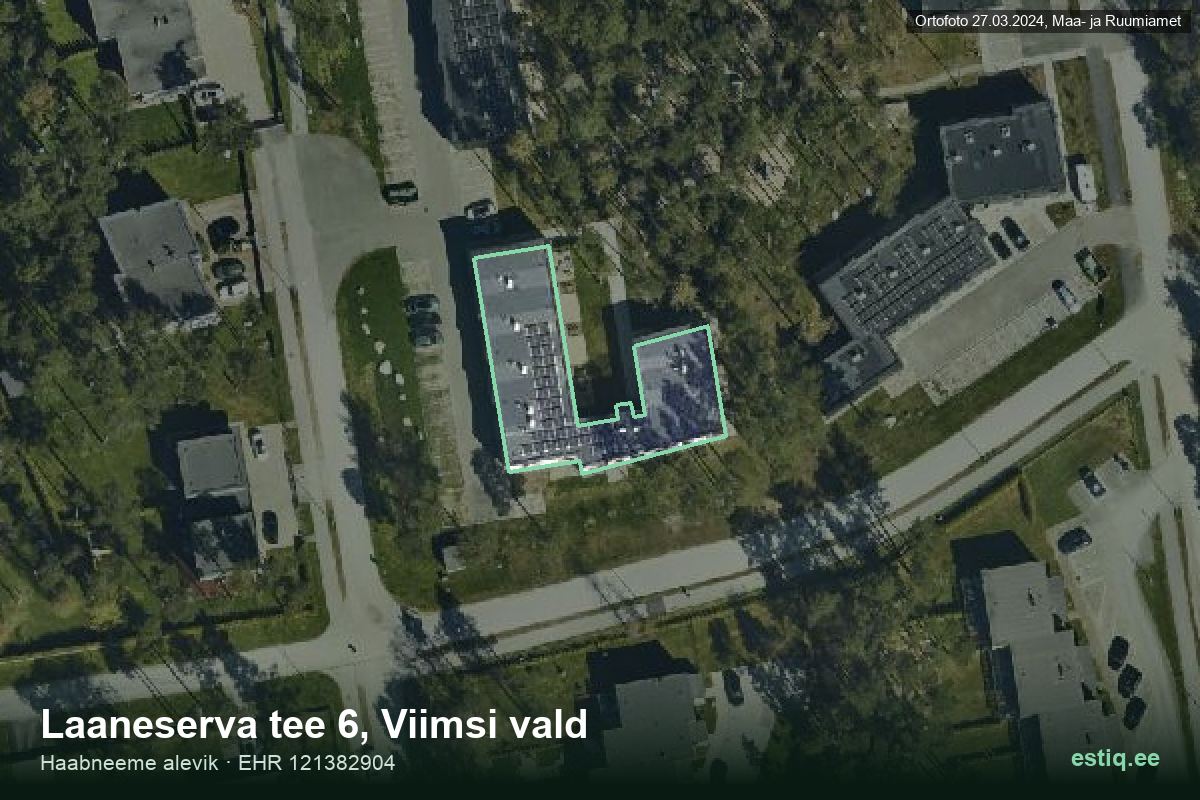 Laaneserva tee 6, Viimsi – hoone aerofoto, kontuur ehitisregistri (EHR) andmetest