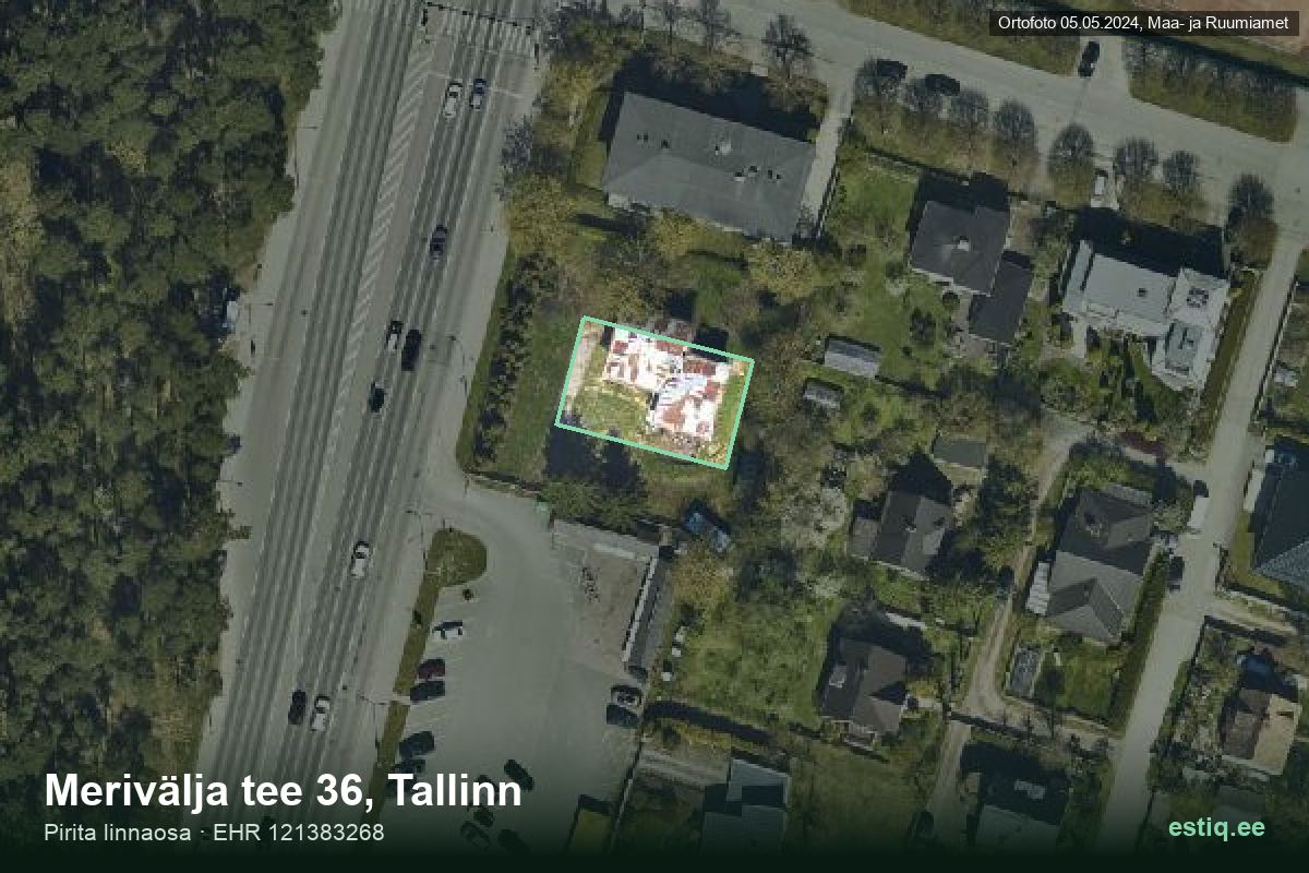 Merivälja tee 36, Tallinn – hoone aerofoto, kontuur ehitisregistri (EHR) andmetest