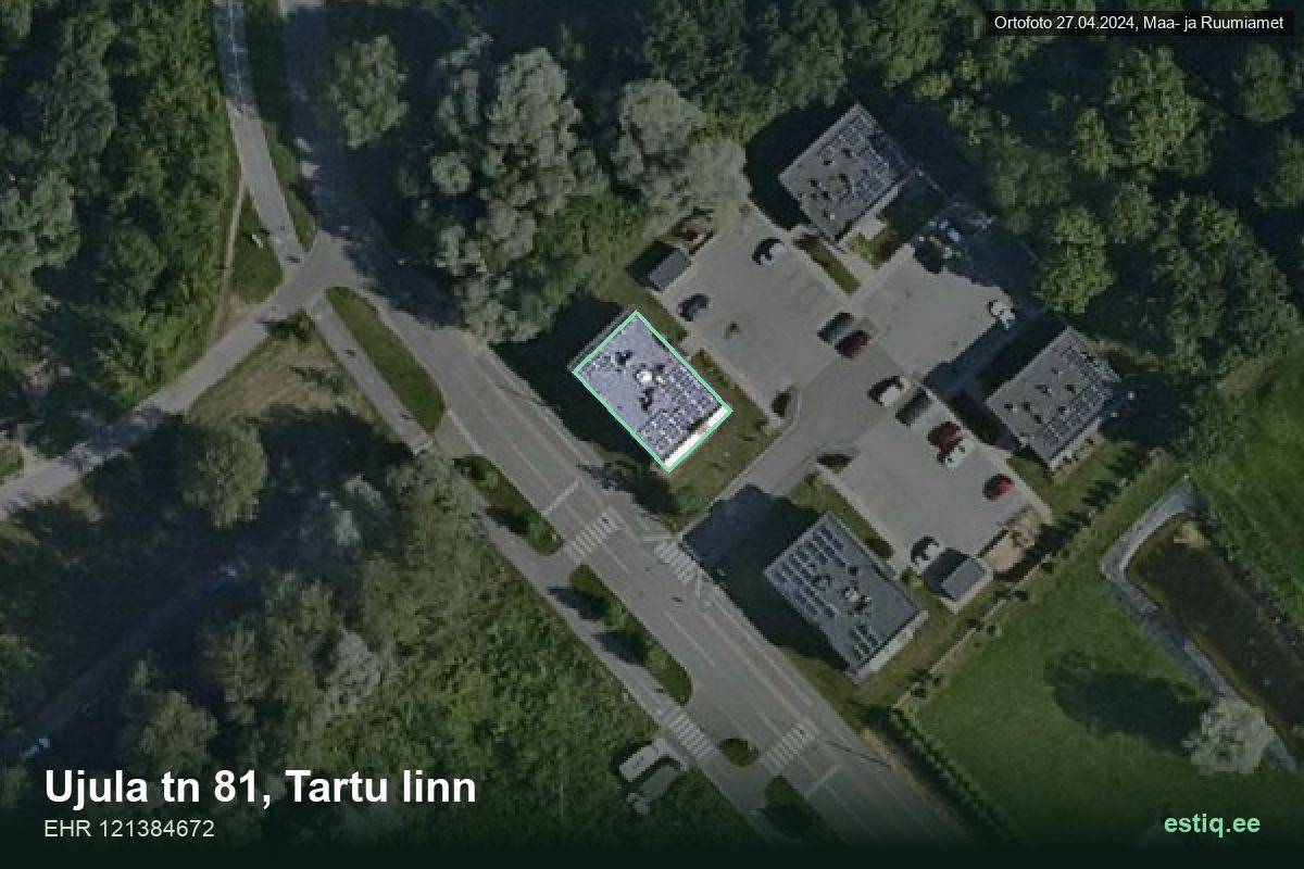 Ujula tänav 81, Tartu – hoone aerofoto, kontuur ehitisregistri (EHR) andmetest