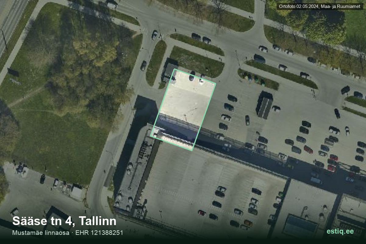 Sääse tänav 4, Tallinn – hoone aerofoto, kontuur ehitisregistri (EHR) andmetest