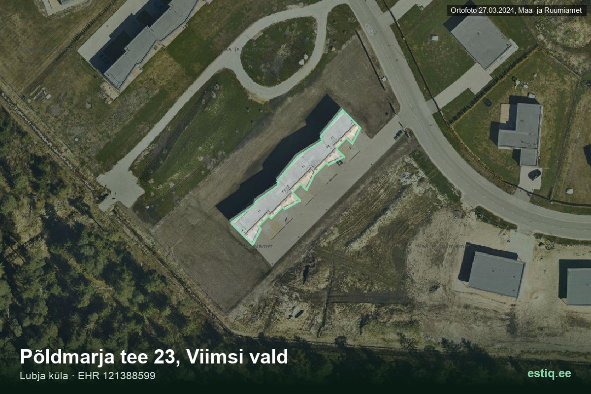 Põldmarja tee 23, Viimsi – hoone aerofoto, kontuur ehitisregistri (EHR) andmetest