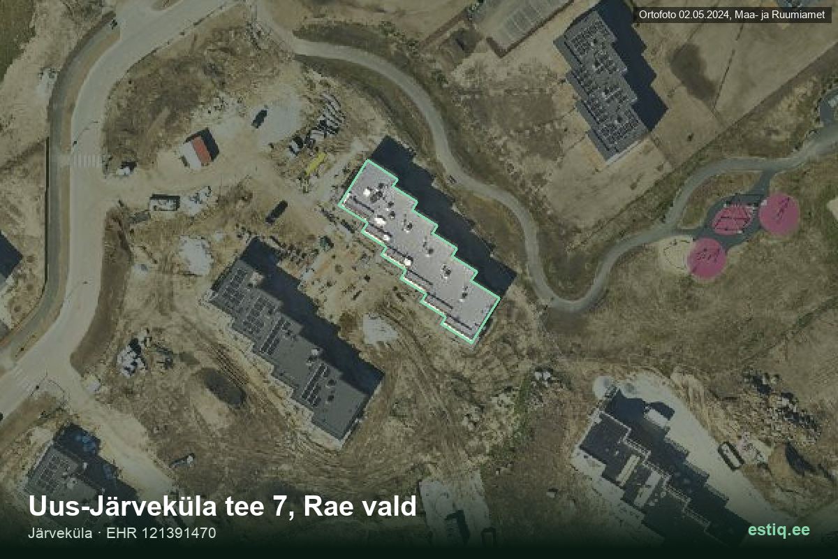 Uus-Järveküla tee 7, Rae – аэрофото дома, контур по данным регистра строений (EHR)