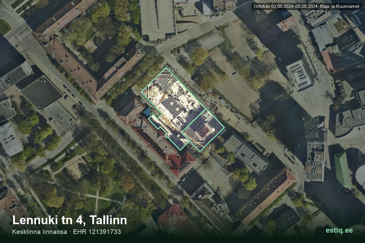 Lennuki tänav 2, Tallinn – hoone aerofoto, kontuur ehitisregistri (EHR) andmetest