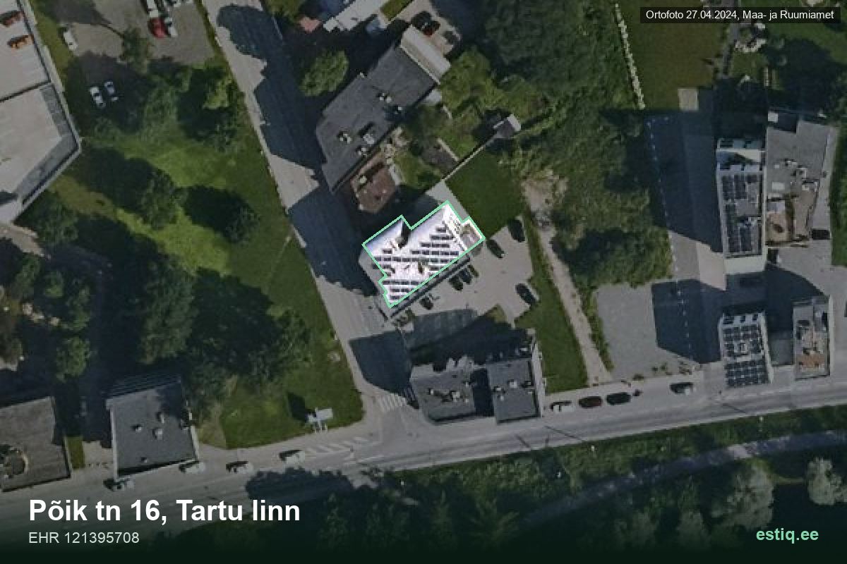 Põik tänav 16, Tartu – aerial photo of the building, outline from the Building Register (EHR)