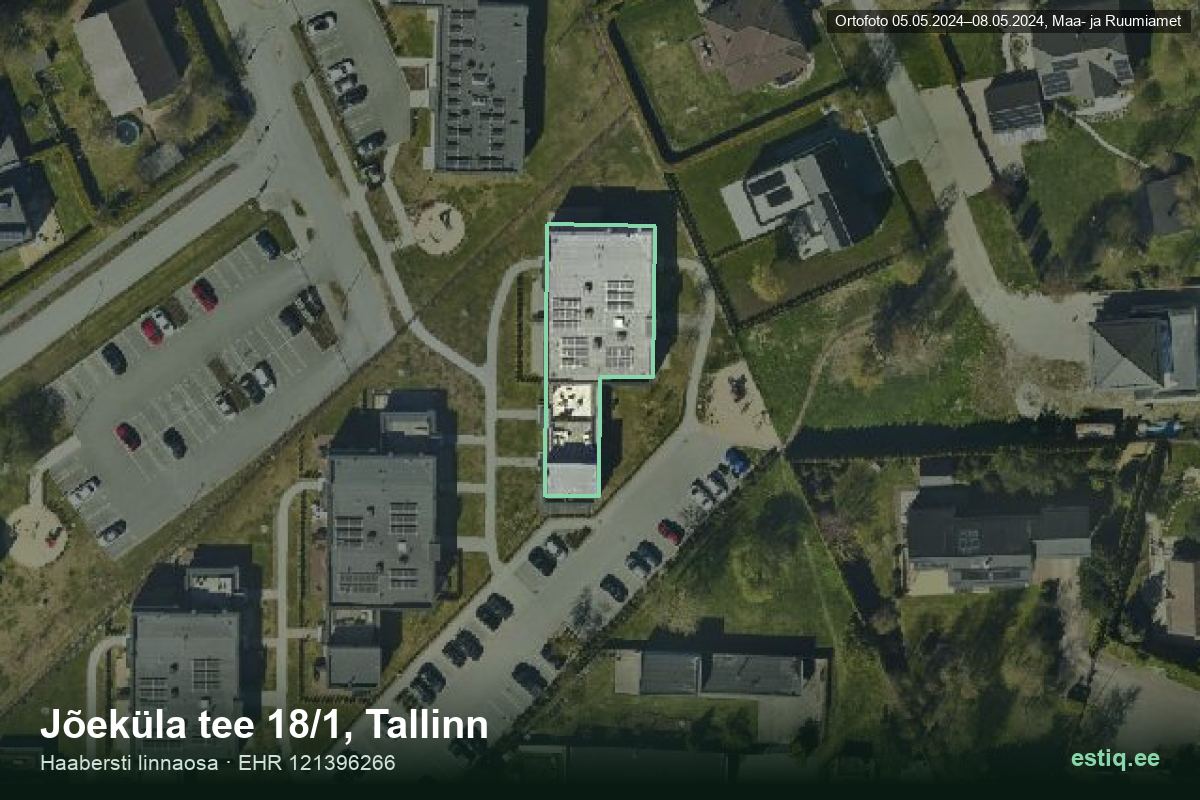 Jõeküla tee 18/1, Tallinn – hoone aerofoto, kontuur ehitisregistri (EHR) andmetest
