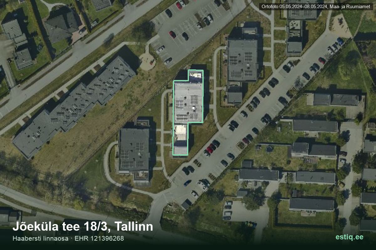 Jõeküla tee 18/3, Tallinn – hoone aerofoto, kontuur ehitisregistri (EHR) andmetest
