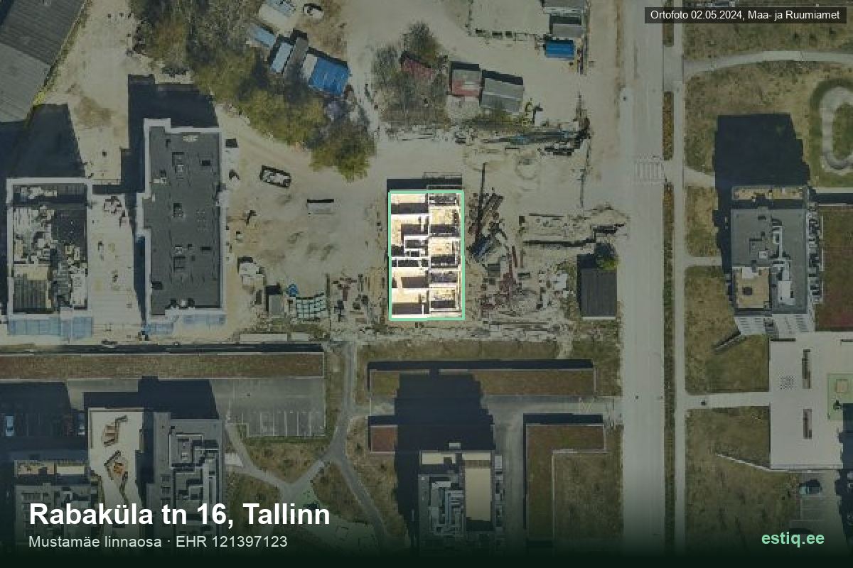 Rabaküla tänav 16, Tallinn – hoone aerofoto, kontuur ehitisregistri (EHR) andmetest