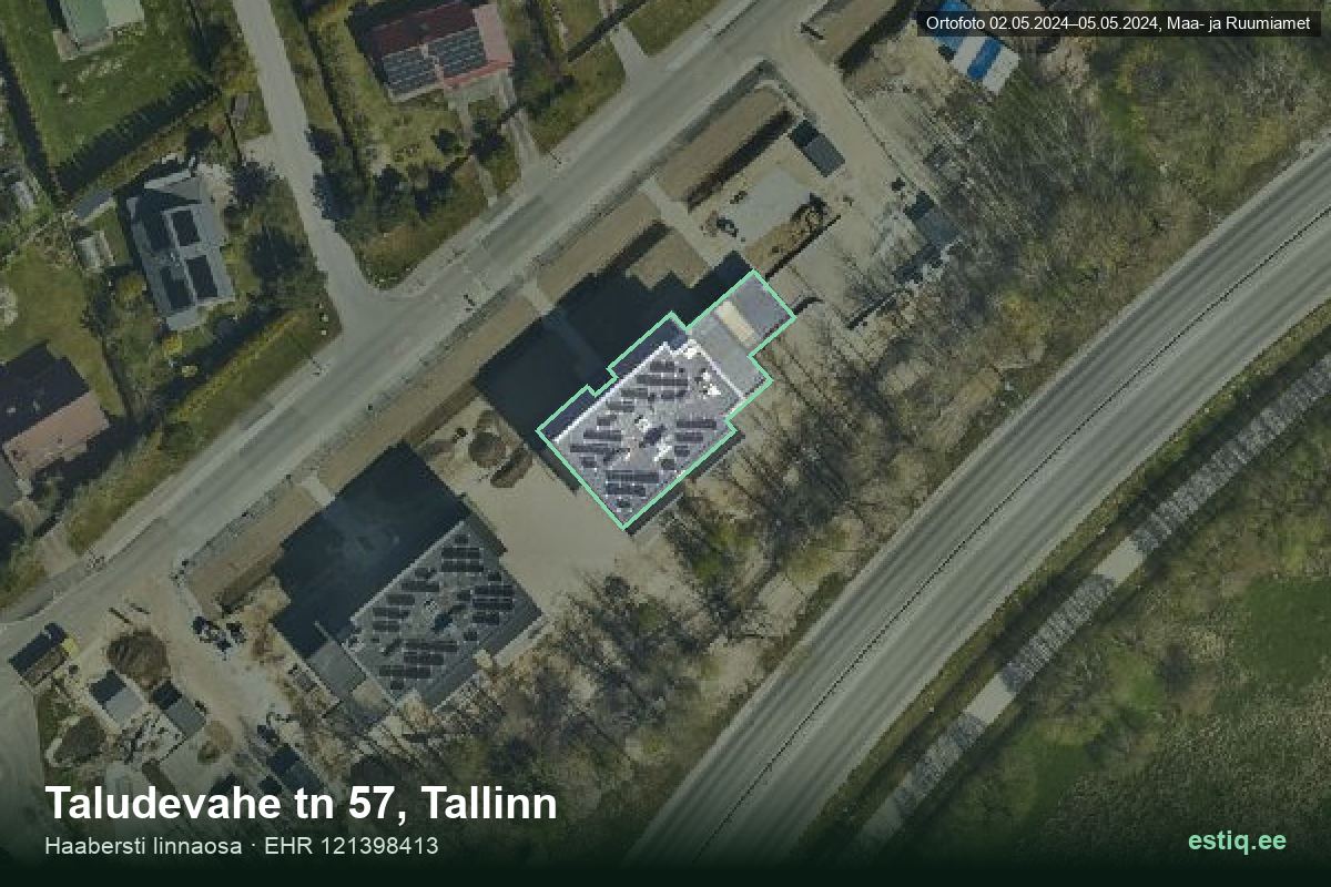 Taludevahe tänav 57, Tallinn – aerial photo of the building, outline from the Building Register (EHR)