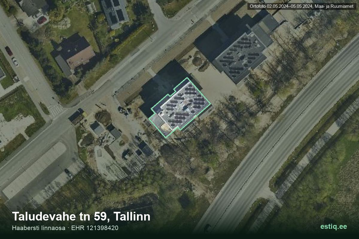 Taludevahe tänav 59, Tallinn – hoone aerofoto, kontuur ehitisregistri (EHR) andmetest