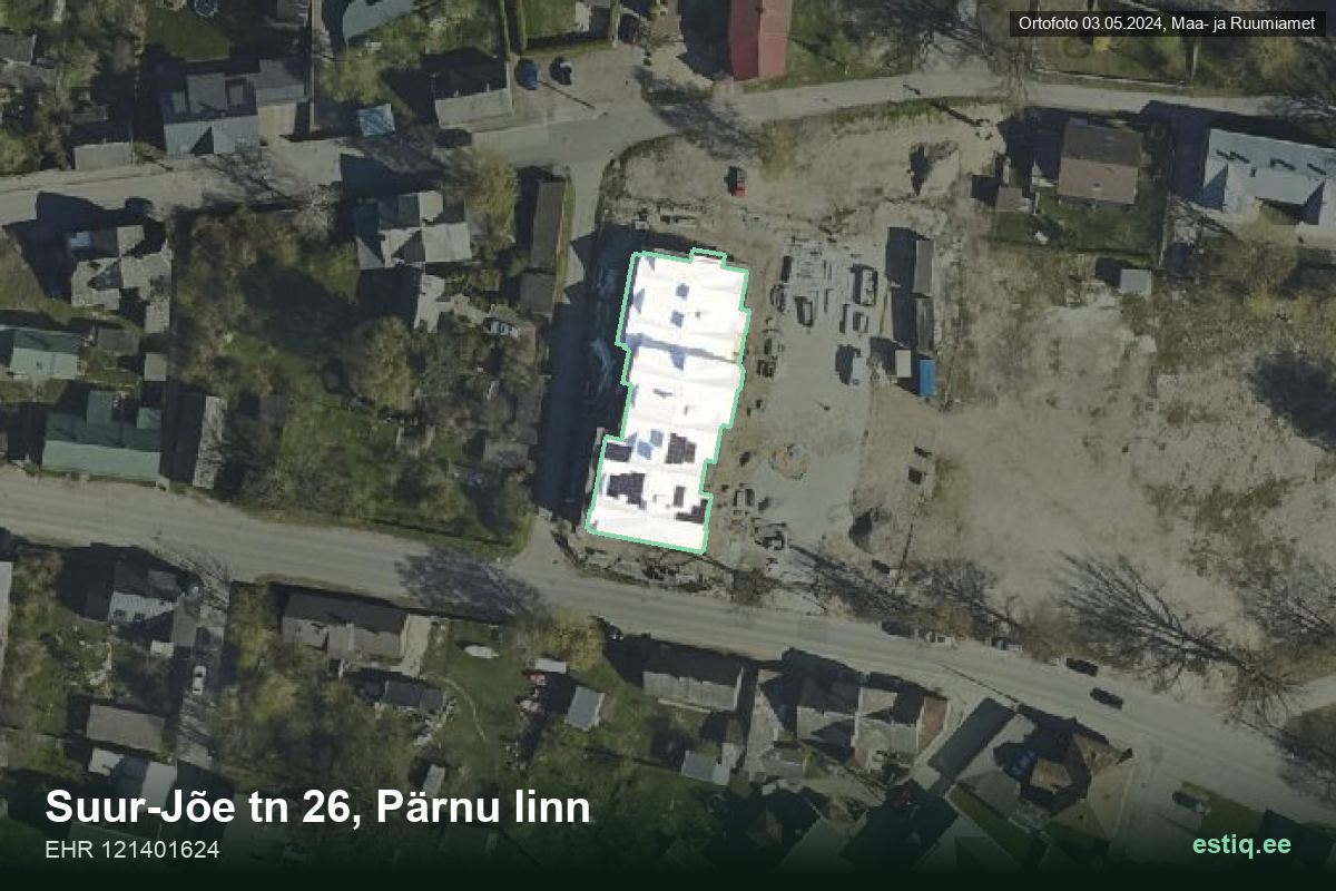 Suur-Jõe tänav 26, Pärnu – aerial photo of the building, outline from the Building Register (EHR)