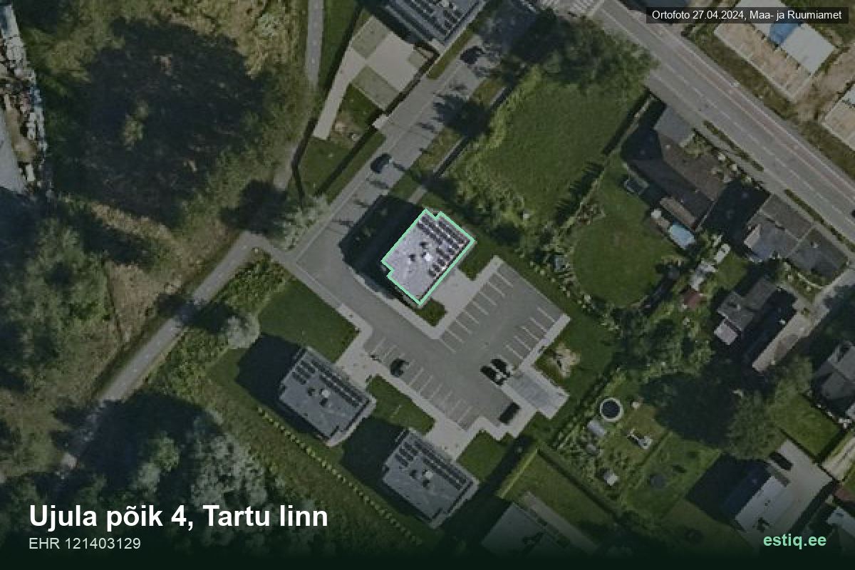 Ujula põik 4, Tartu – hoone aerofoto, kontuur ehitisregistri (EHR) andmetest