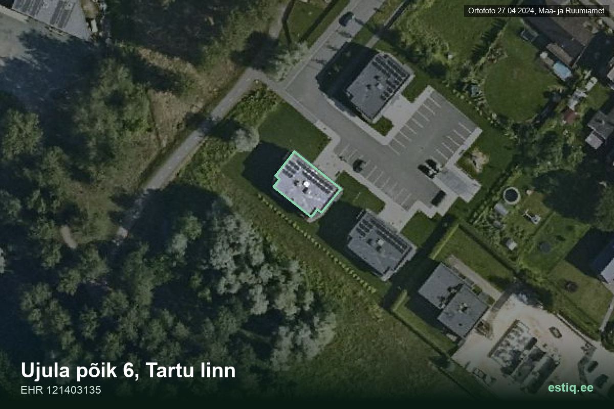 Ujula põik 6, Tartu – hoone aerofoto, kontuur ehitisregistri (EHR) andmetest
