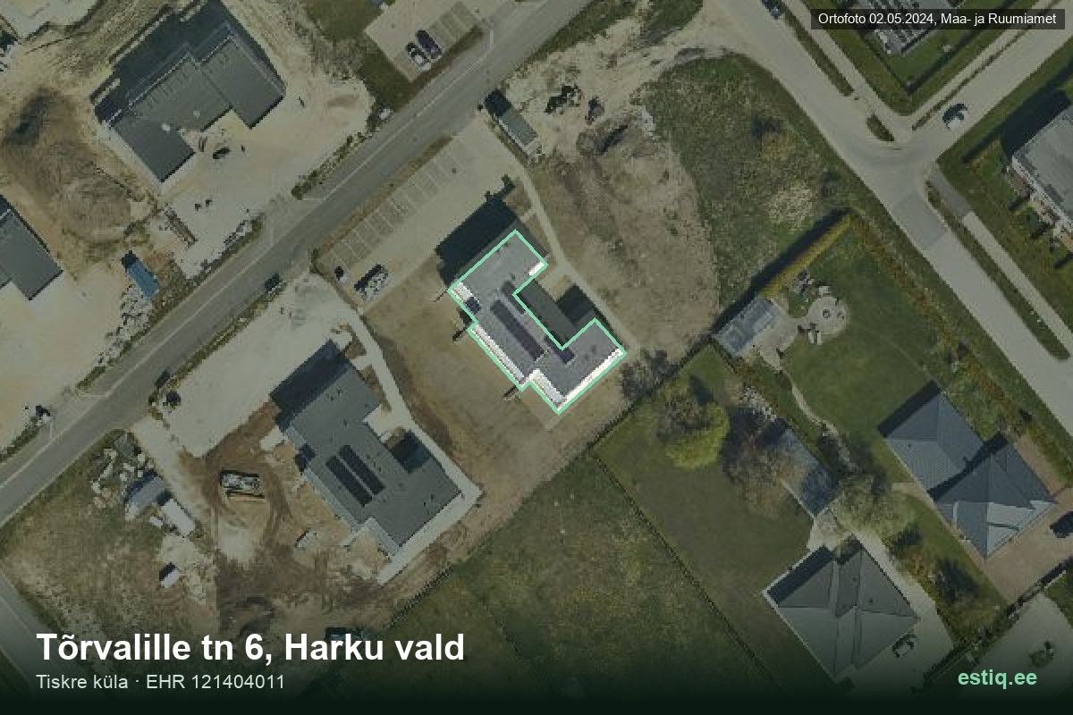 Tõrvalille tänav 6, Harku – hoone aerofoto, kontuur ehitisregistri (EHR) andmetest
