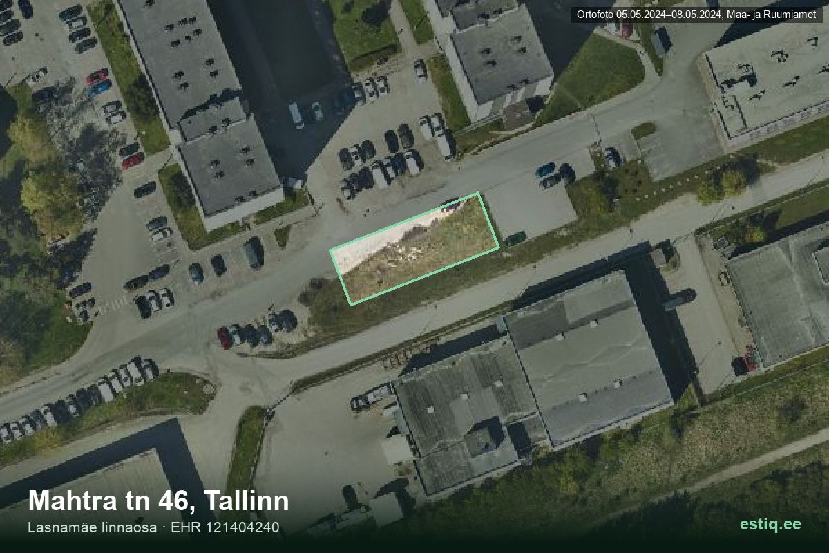 Mahtra tänav 46, Tallinn – hoone aerofoto, kontuur ehitisregistri (EHR) andmetest