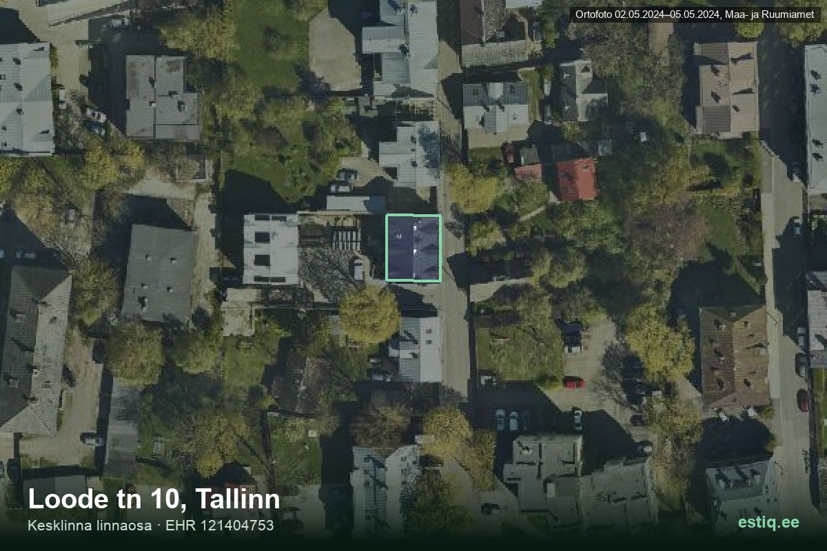 Loode tänav 10, Tallinn – hoone aerofoto, kontuur ehitisregistri (EHR) andmetest