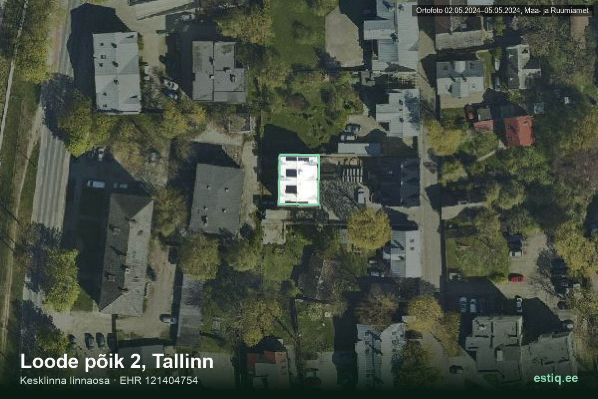 Loode põik 2, Tallinn – aerial photo of the building, outline from the Building Register (EHR)