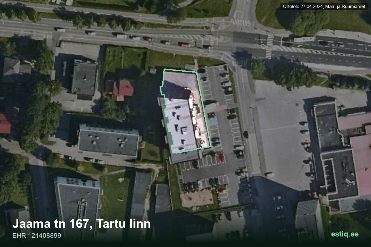 Jaama tänav 167, Tartu – hoone aerofoto, kontuur ehitisregistri (EHR) andmetest