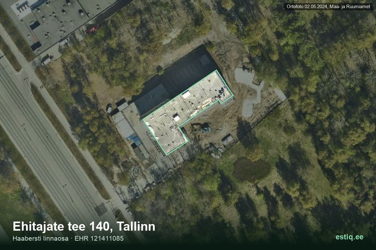 Ehitajate tee 140, Tallinn – hoone aerofoto, kontuur ehitisregistri (EHR) andmetest