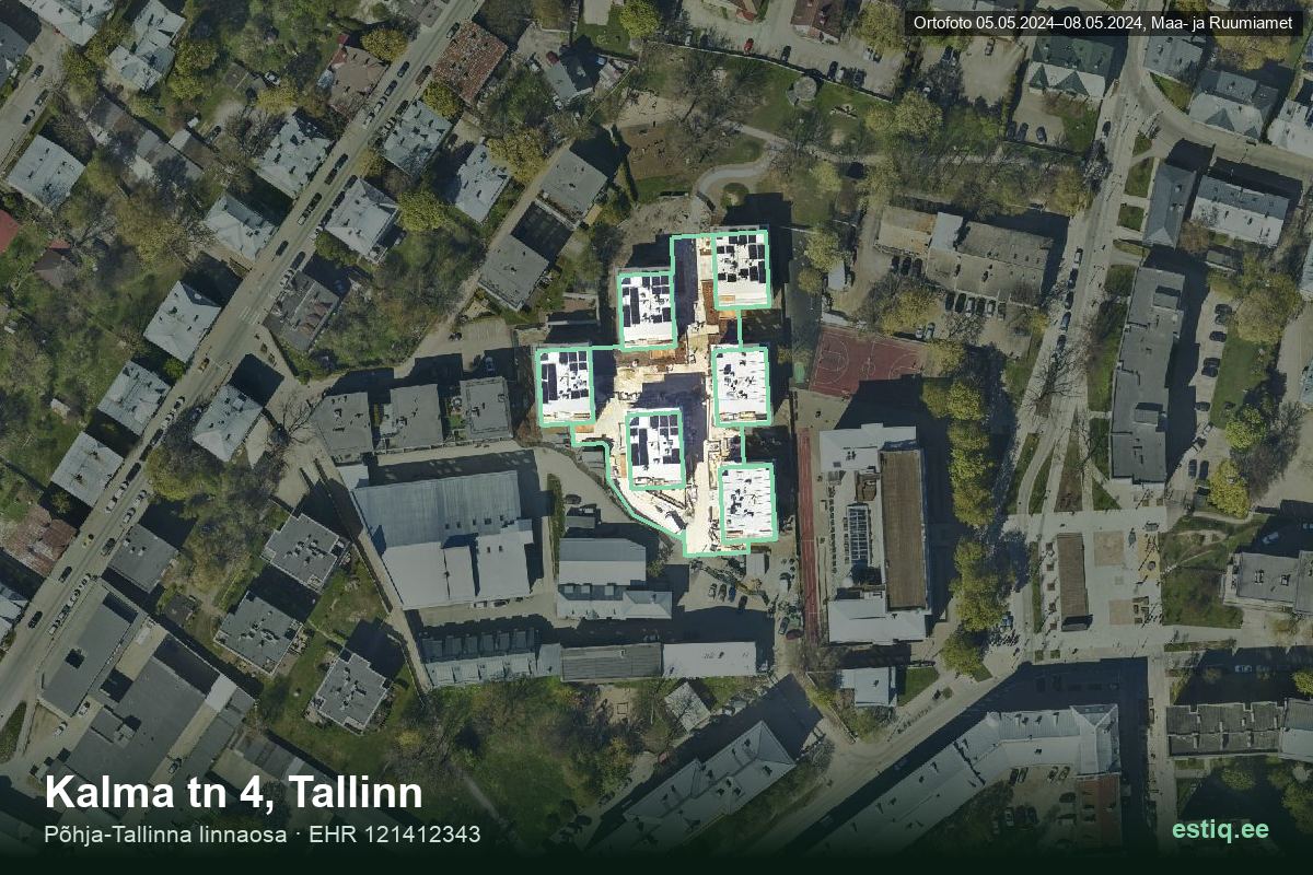 Kalma tänav 12, Tallinn – hoone aerofoto, kontuur ehitisregistri (EHR) andmetest