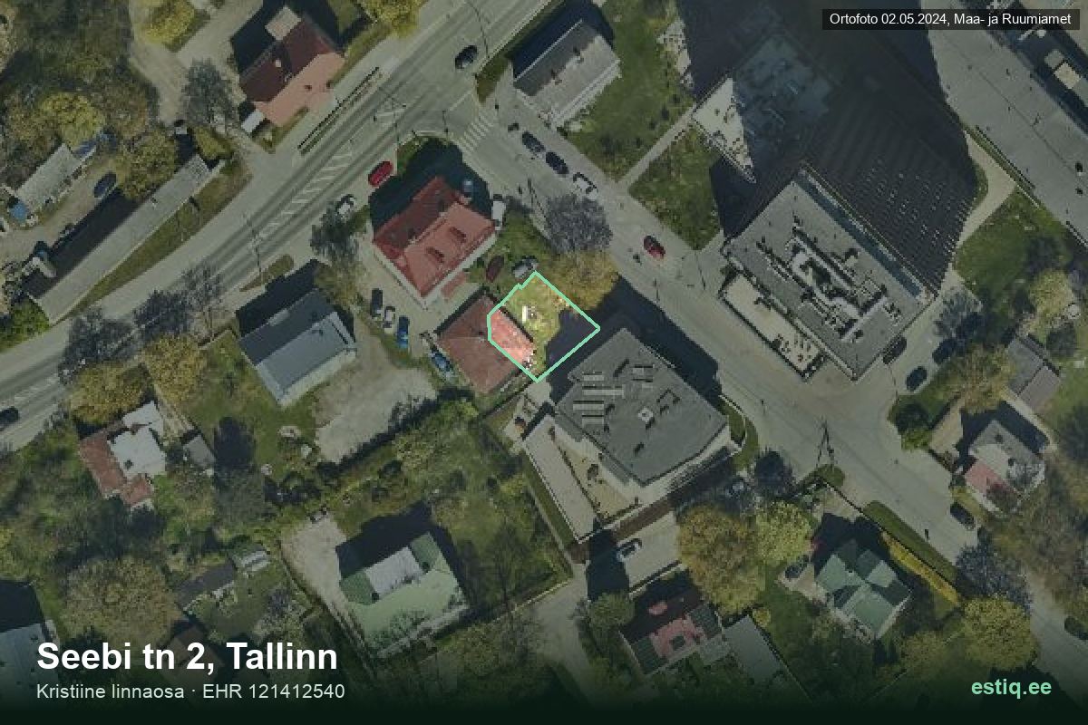 Seebi tänav 2, Tallinn – hoone aerofoto, kontuur ehitisregistri (EHR) andmetest