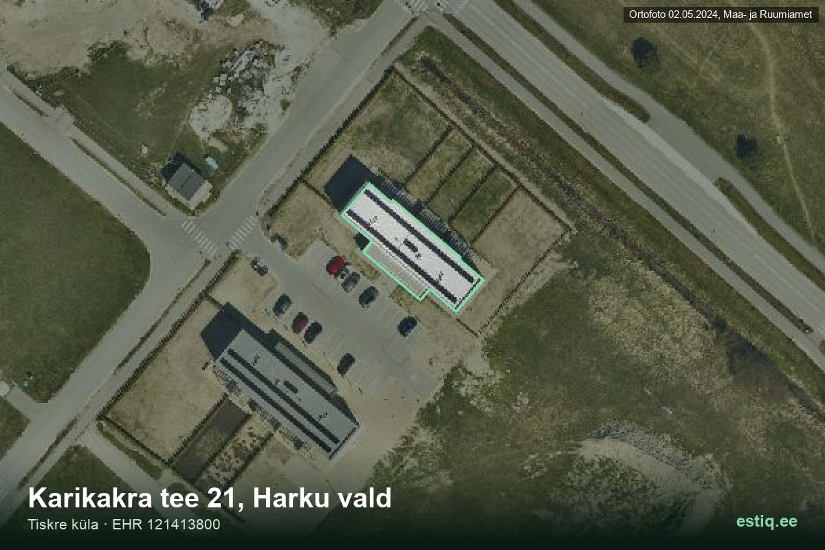 Karikakra tee 21, Harku – hoone aerofoto, kontuur ehitisregistri (EHR) andmetest