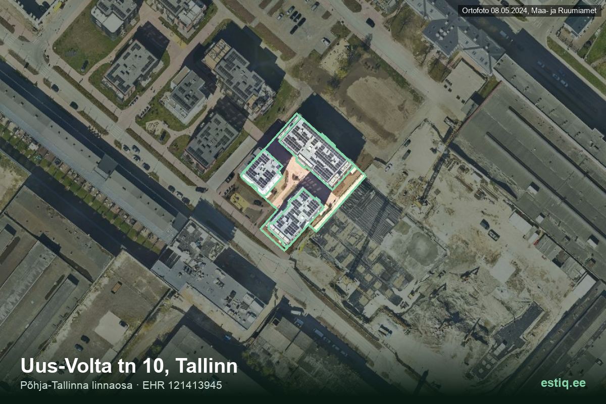 Uus-Volta tänav 10/1, Tallinn – hoone aerofoto, kontuur ehitisregistri (EHR) andmetest