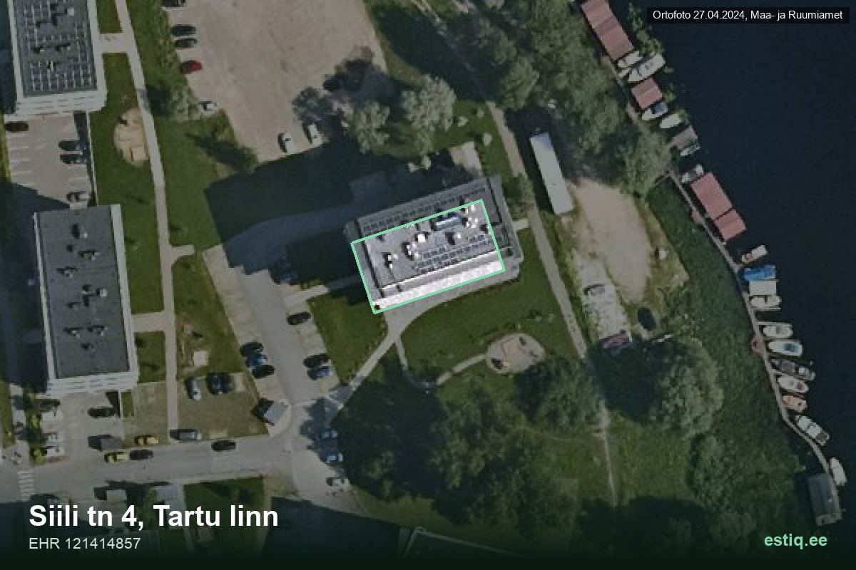 Siili tänav 4, Tartu – аэрофото дома, контур по данным регистра строений (EHR)