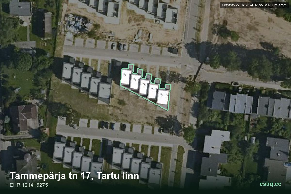 Tammepärja tänav 17, Tartu – hoone aerofoto, kontuur ehitisregistri (EHR) andmetest