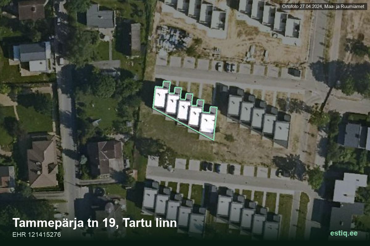 Tammepärja tänav 19, Tartu – hoone aerofoto, kontuur ehitisregistri (EHR) andmetest