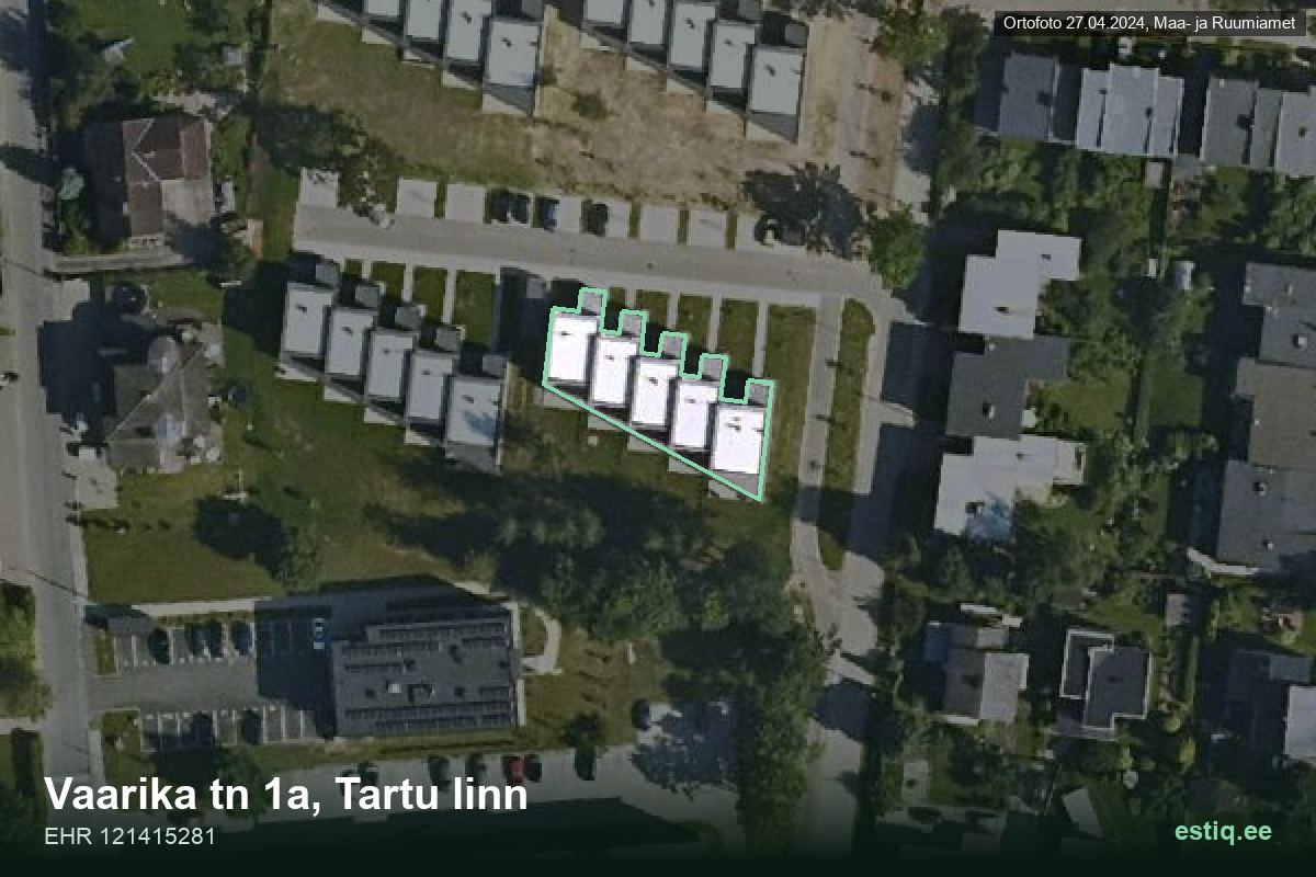 Vaarika 1a, Tartu linn – aerial photo of the building, outline from the Building Register (EHR)