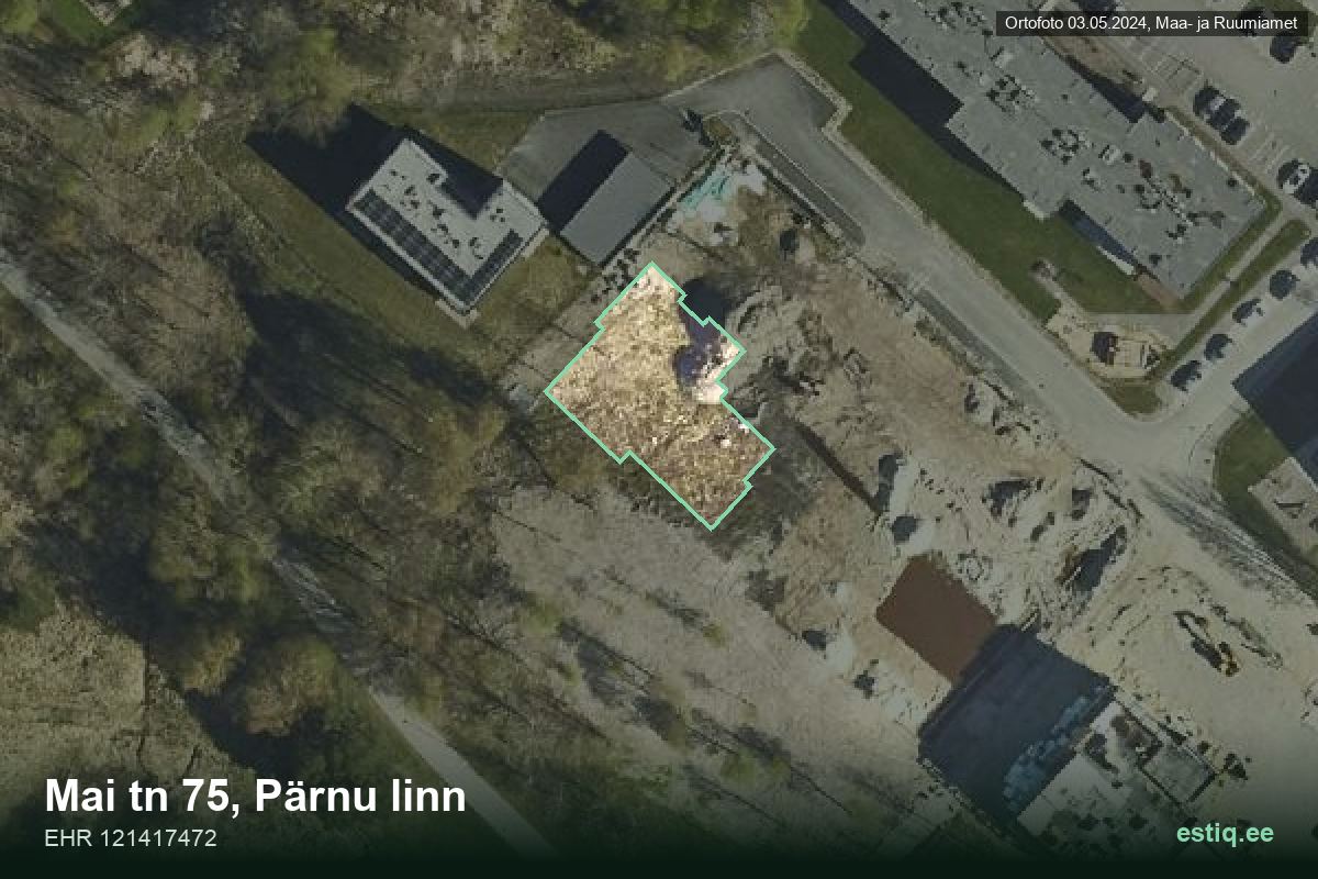 Mai tänav 75, Pärnu – hoone aerofoto, kontuur ehitisregistri (EHR) andmetest