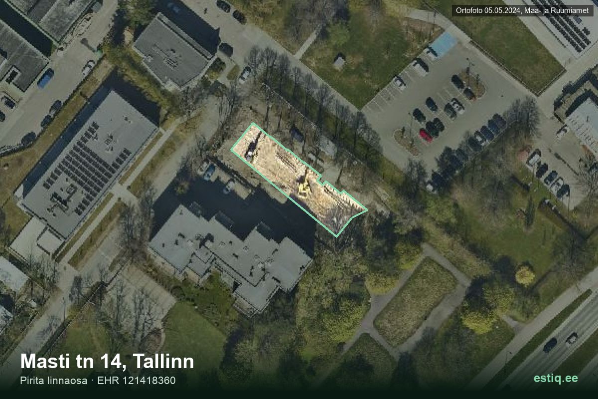 Masti tänav 14, Tallinn – hoone aerofoto, kontuur ehitisregistri (EHR) andmetest