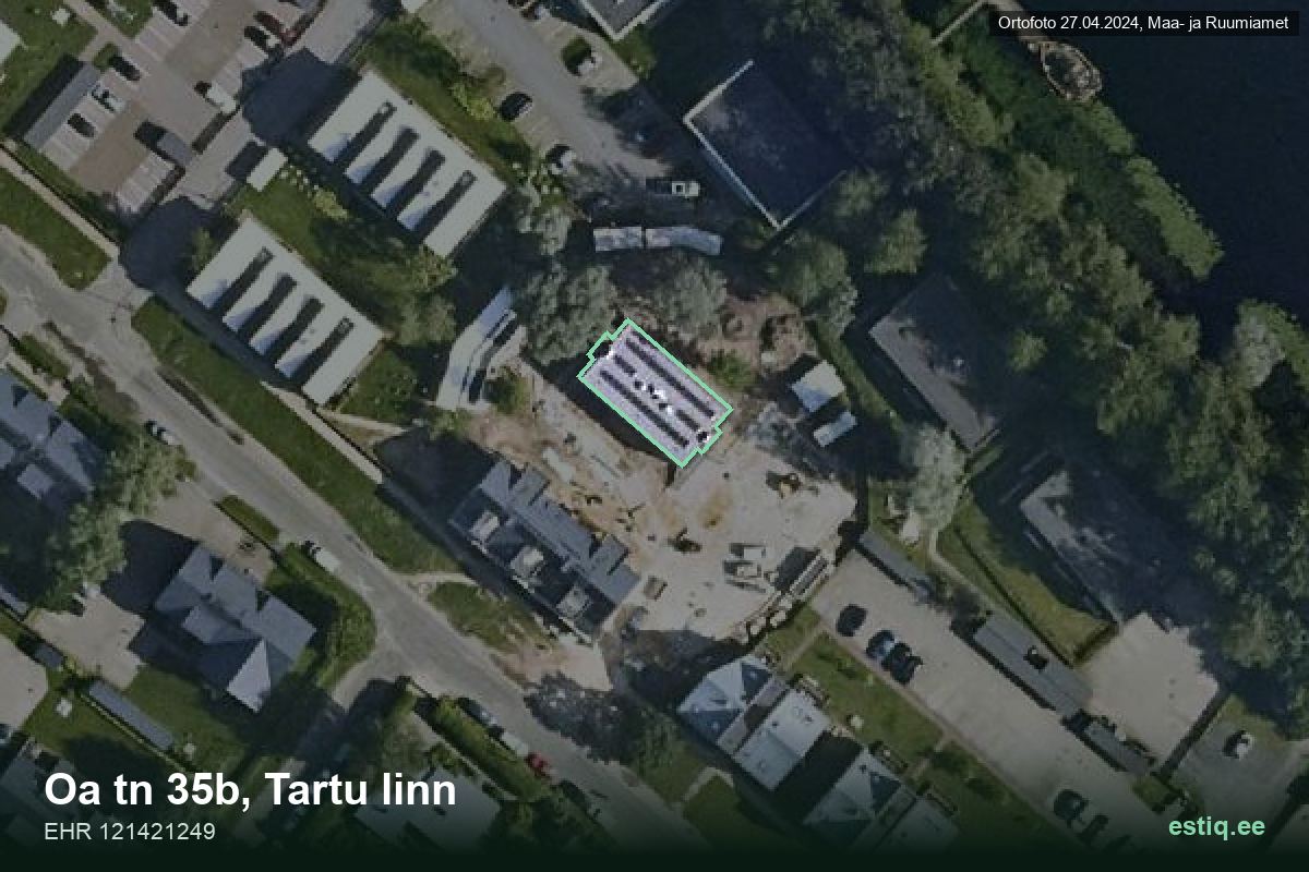 Oa tänav 35b, Tartu – hoone aerofoto, kontuur ehitisregistri (EHR) andmetest