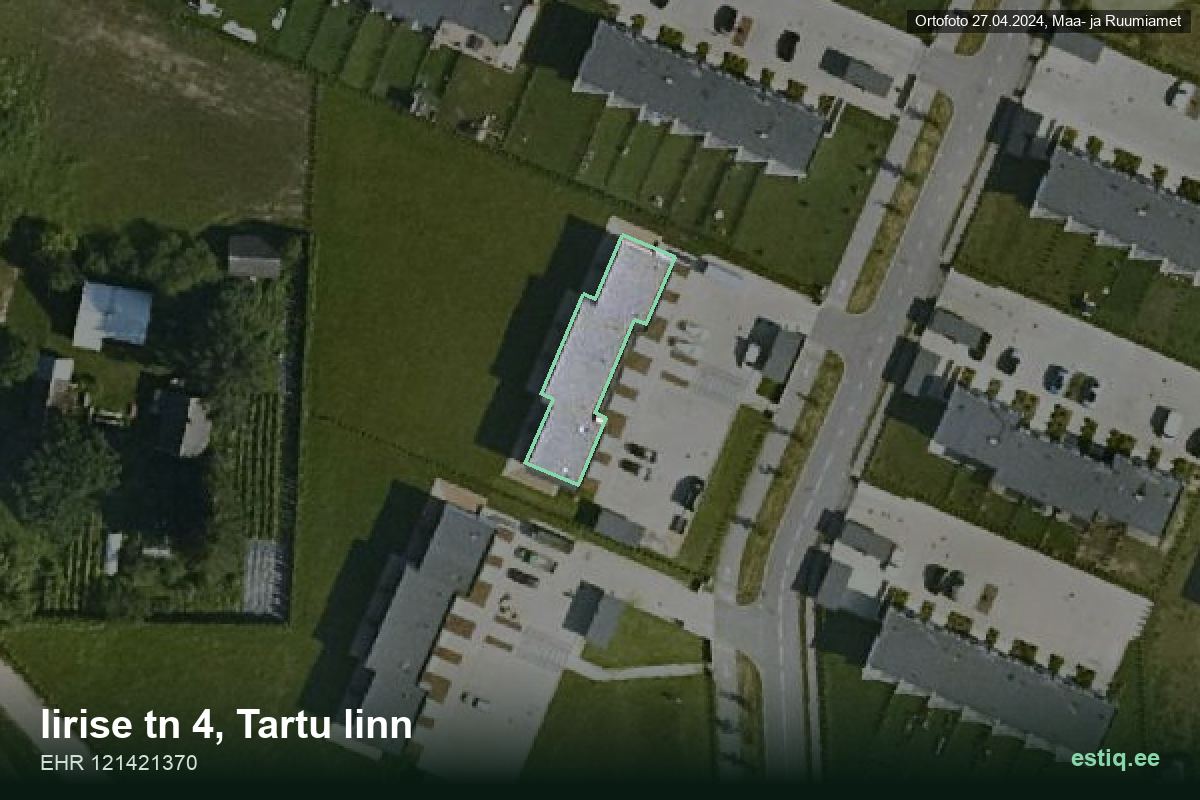 Iirise tänav 4, Tartu – aerial photo of the building, outline from the Building Register (EHR)