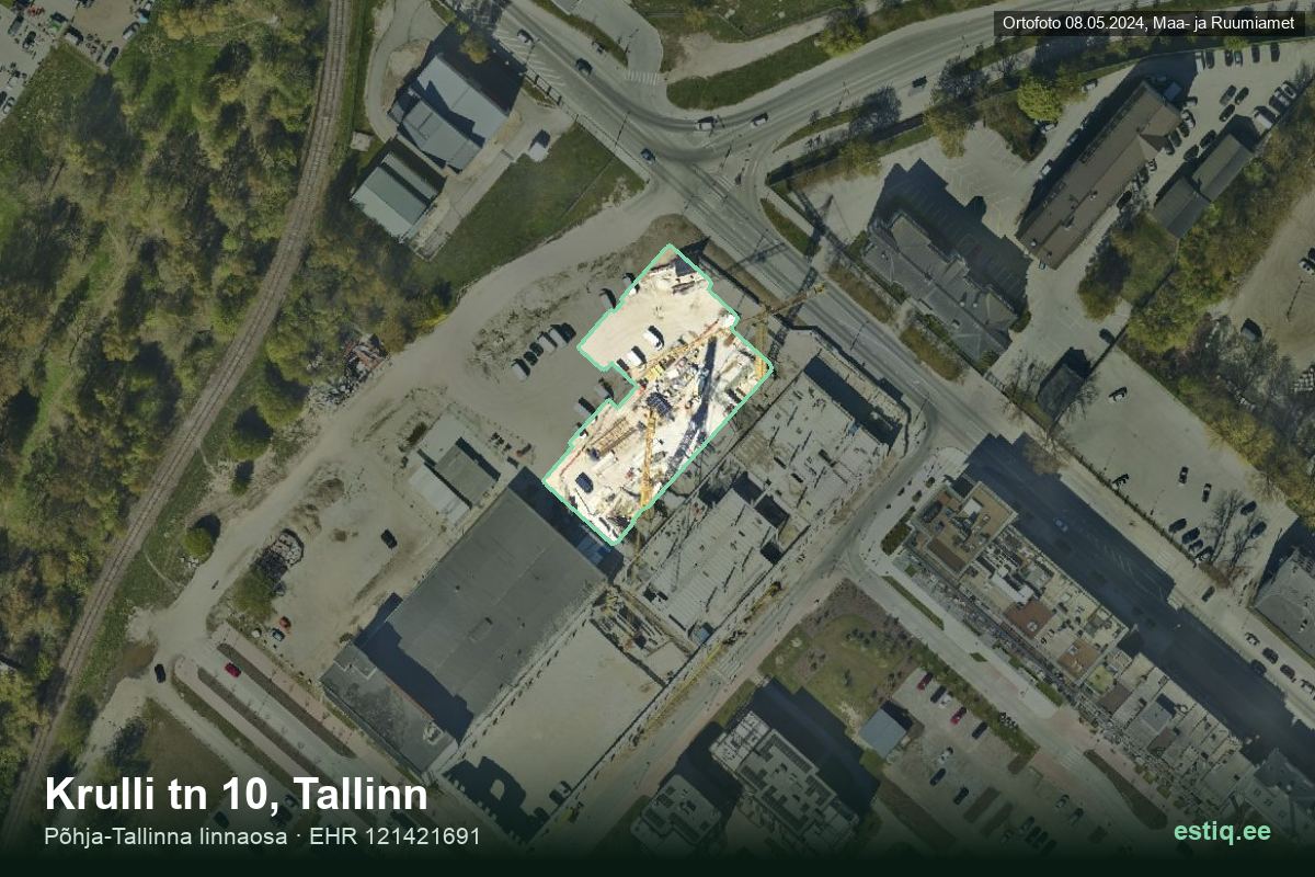 Krulli tänav 10, Tallinn – hoone aerofoto, kontuur ehitisregistri (EHR) andmetest