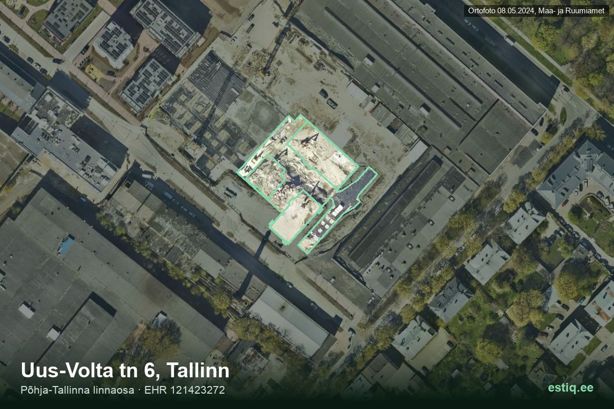 Uus-Volta tänav 6/1, Tallinn – hoone aerofoto, kontuur ehitisregistri (EHR) andmetest