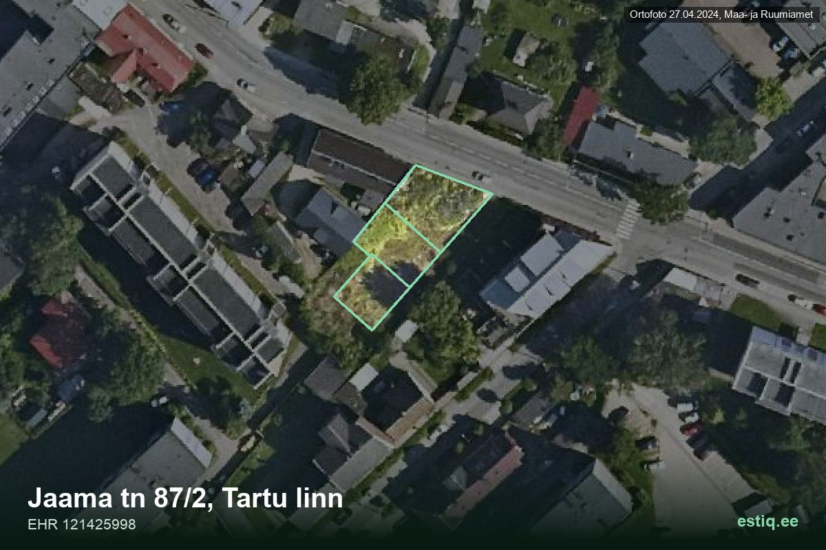 Jaama tänav 87/2, Tartu – hoone aerofoto, kontuur ehitisregistri (EHR) andmetest