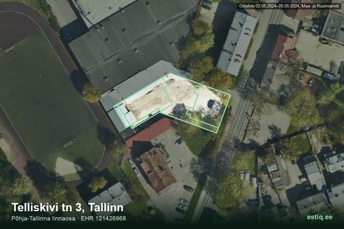 Telliskivi tänav 3/2, Tallinn – hoone aerofoto, kontuur ehitisregistri (EHR) andmetest