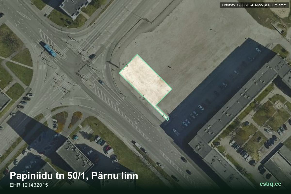 Papiniidu tänav 50/1, Pärnu – hoone aerofoto, kontuur ehitisregistri (EHR) andmetest
