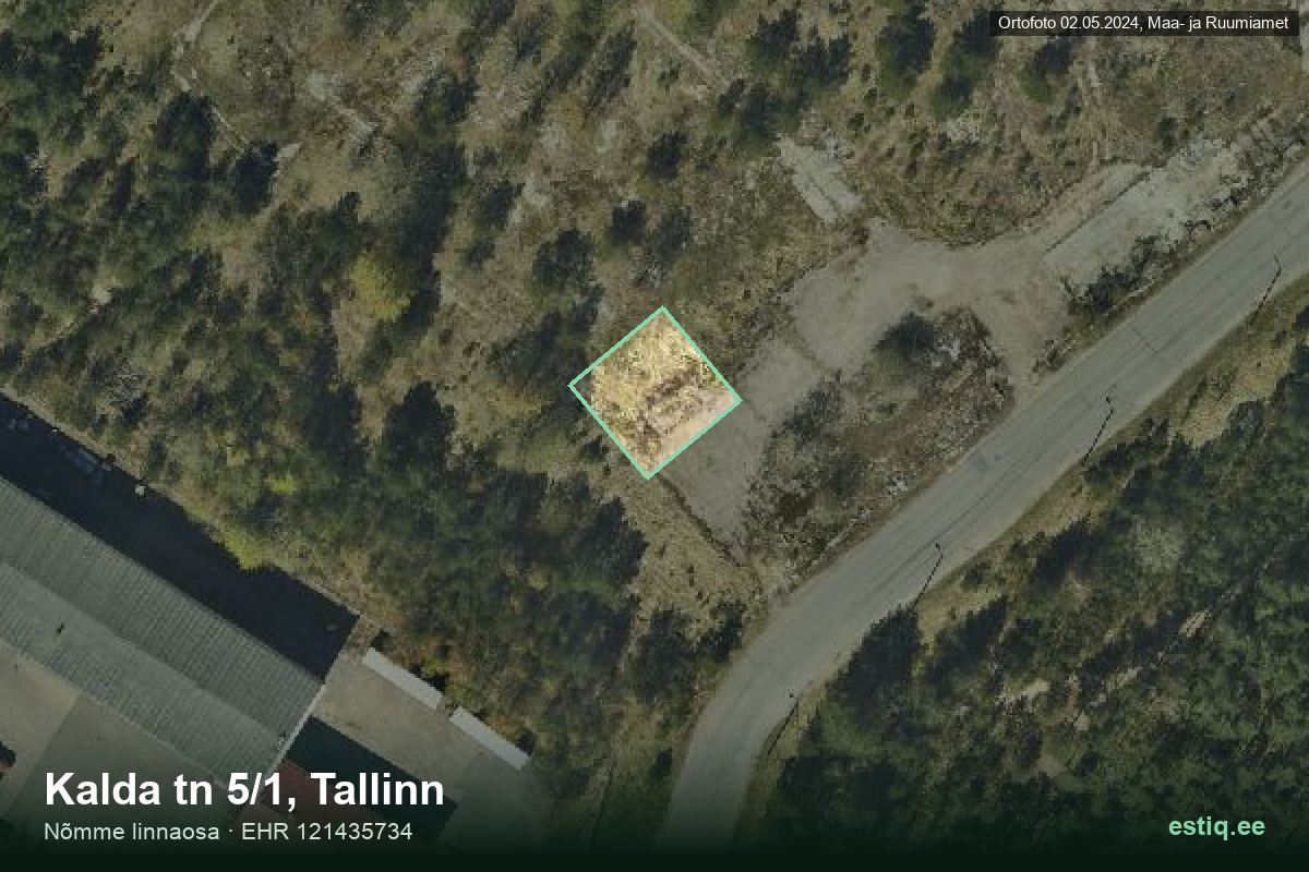 Kalda tänav 5/1, Tallinn – аэрофото дома, контур по данным регистра строений (EHR)