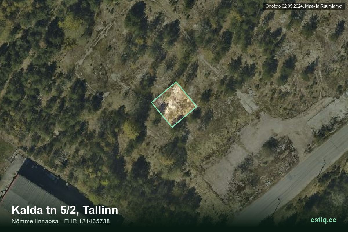 Kalda tänav 5/2, Tallinn – аэрофото дома, контур по данным регистра строений (EHR)