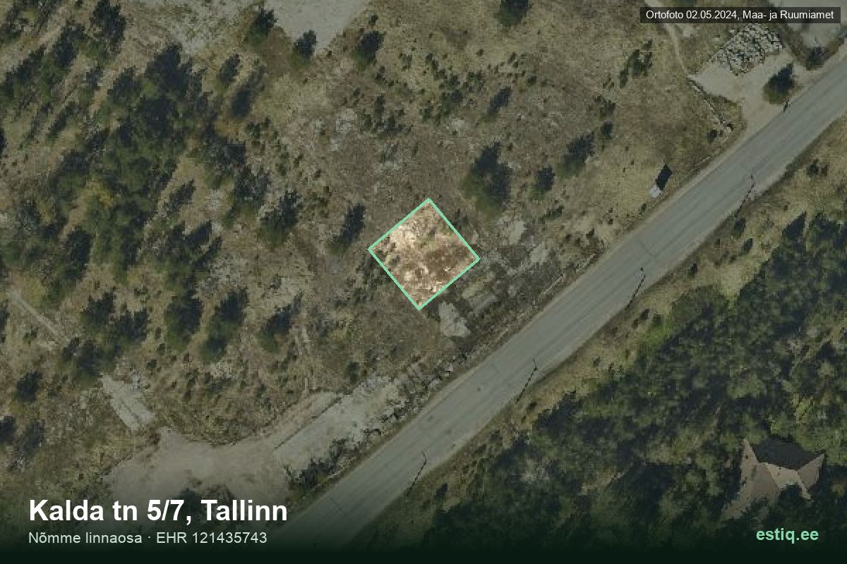 Kalda tänav 5/7, Tallinn – аэрофото дома, контур по данным регистра строений (EHR)