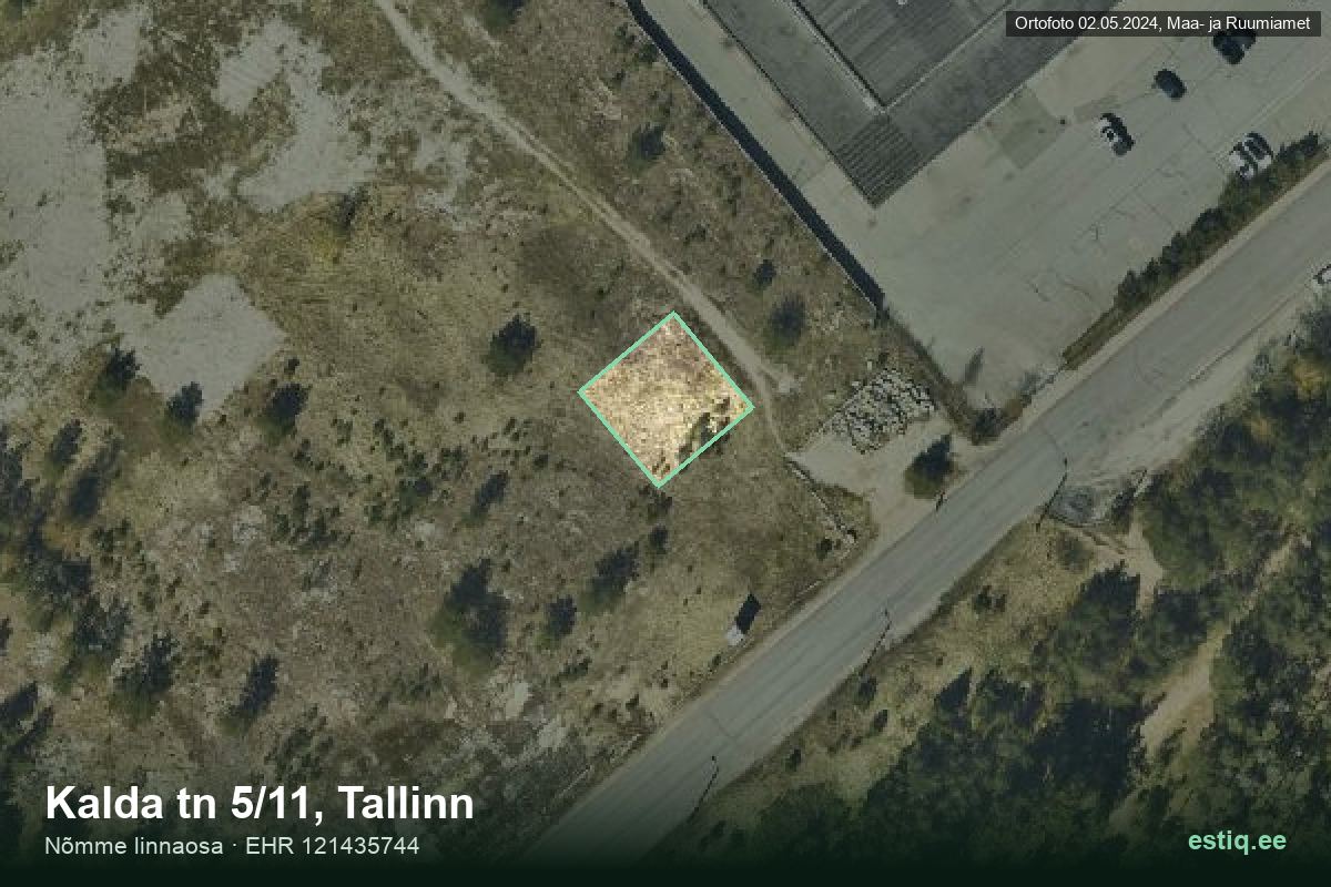Kalda tänav 5/11, Tallinn – аэрофото дома, контур по данным регистра строений (EHR)