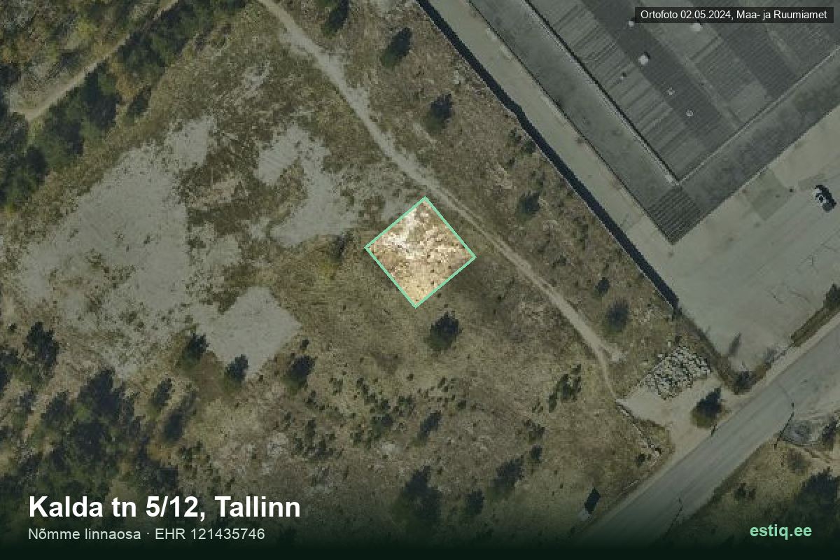 Kalda tänav 5/12, Tallinn – аэрофото дома, контур по данным регистра строений (EHR)