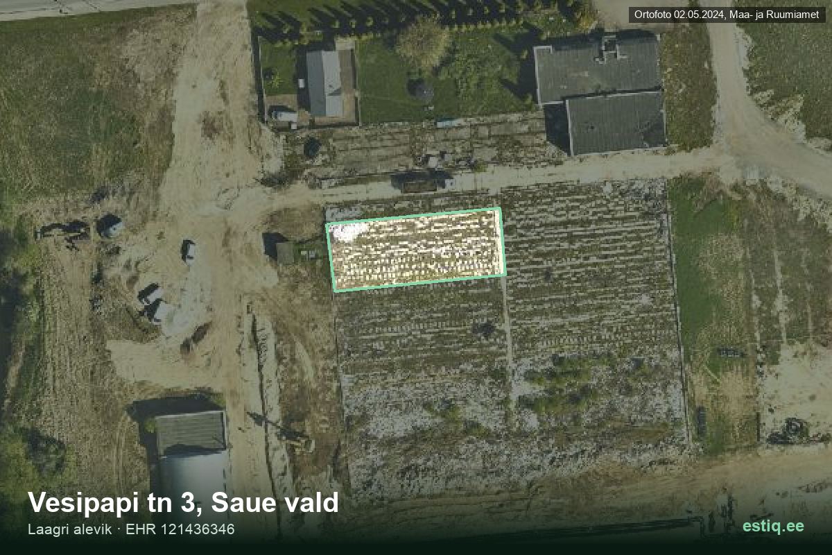 Vesipapi tänav 3, Saue – hoone aerofoto, kontuur ehitisregistri (EHR) andmetest