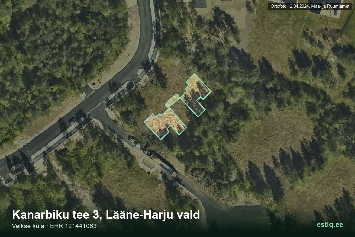 Kanarbiku tee 3, Lääne-Harju – ilmakuva rakennuksesta, ääriviiva rakennusrekisteristä (EHR)